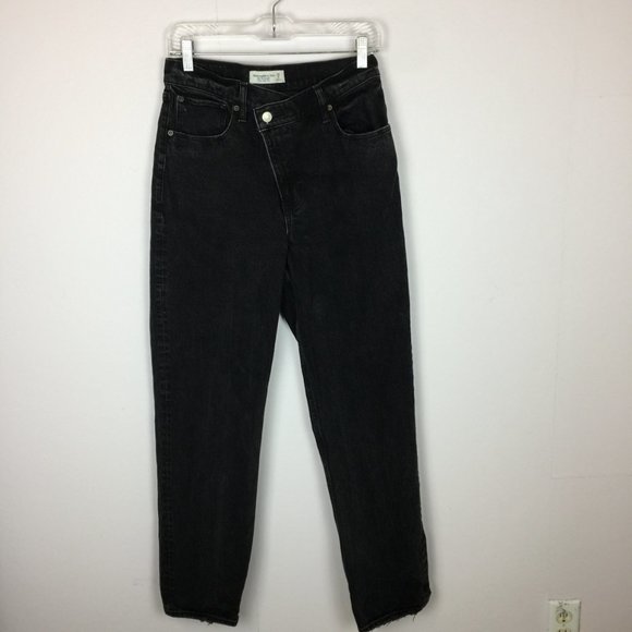 Abercrombie & Fitch Jeans 28/6R Womans 90s Straight Ultra High-Rise Black Denim - Picture 2 of 16